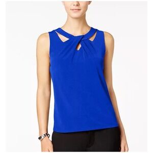 Attention Royal Blue Twist Keyhole Neck Sleeveless Knit Top XXL Womens